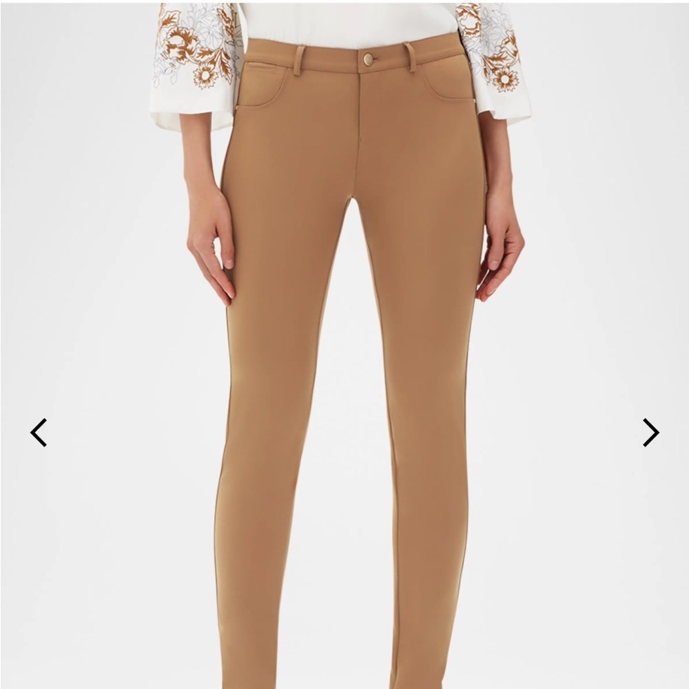 Lafayette 148 New York Mercer Pants Acclaimed Stretch Mid-Rise Skinny Camello 6